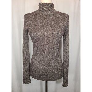 Peck & Peck Long Sleeves Sweater Pullover Brown Turtleneck Size M A169